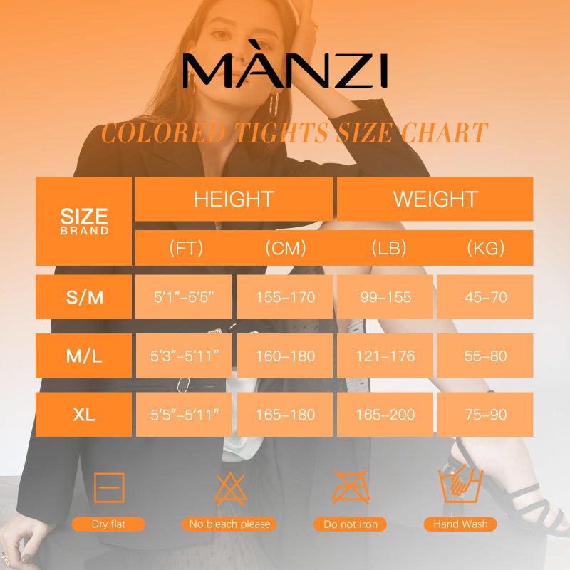 MANZI جوارب نسائية مانزي بلون صلب شبه شفاف ناعمة مرنة برتقالي متوسط-كبير - Image 5